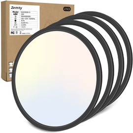 zemty 4Pack 12 Inch LED Ceiling Light Flush Mount, 28W 3200lm Super Slim Flush Mount Ceiling Light Fixtures, 3000K/4500K/6000K Selectable Ceiling Lamp for Bedroom Bathroom Kitchen Living Room (Black)