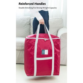 Multipurpose Oversize Moving Bag Oxford Cloth Heavy Duty Duffel Packing Bags Household Clothing Storage Bags For Moving Storage Camping and Travel (Red, 81L)