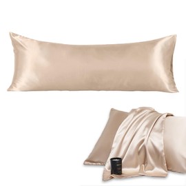 Silk Satin Pillow Softer Silk Pillowcase Body Pillow Pillowcase for Hair and Skin with Envelope Closure (20x54 inches,Champagne Color)