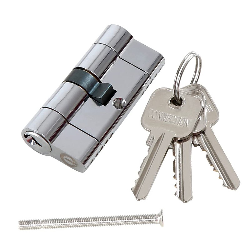Security Anti-Snap Euro Lock Cylinder-Brass Replacement Lock Barrel (Chrome, 60mm(30/30))