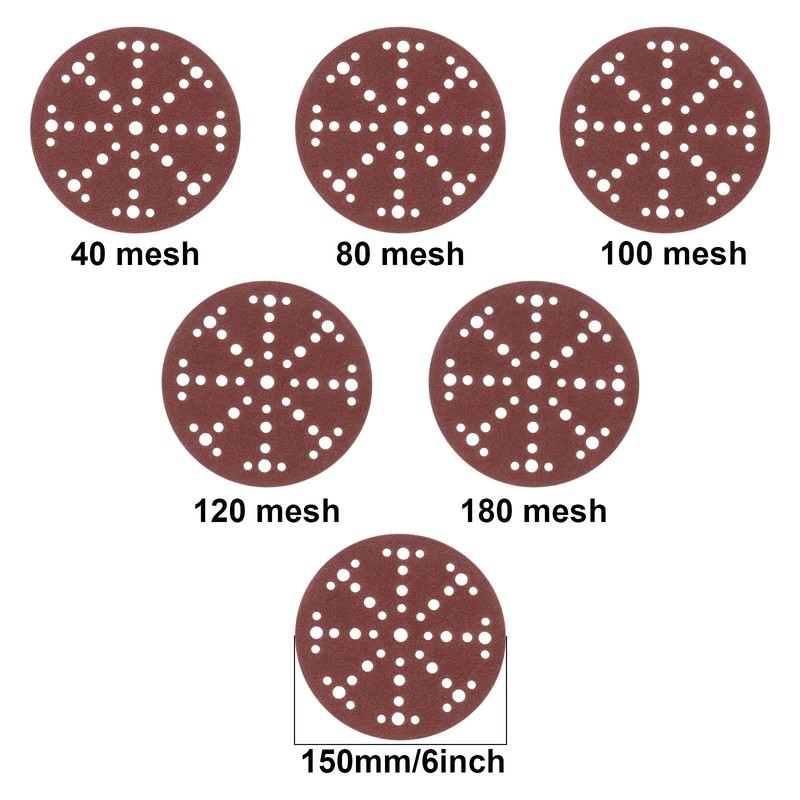 50 Sanding Discs 150 mm 6 Inch 48 Holes with