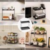 ANBOXIT 2-Tier Coffee Station Organizer, Wooden Kitchen Counter Shelf -