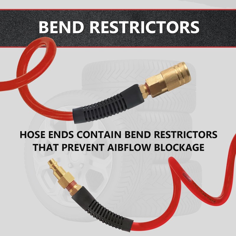 SAFELIFE 50 ft Polyurethane Recoil Air Hose1/4" Inner Diameter, Retractable