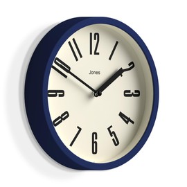 Jones Clocks® Hot Tub wall clock | Small retro round clock | 20cm | Dark blue | Easy to read numbers | Ideal for kitchen, office, children’s room or any small space