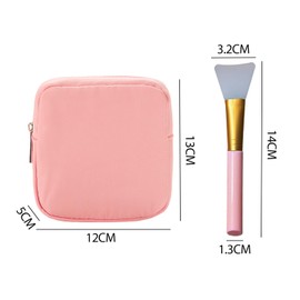 1 Mini Cosmetic Bag and 1 Face Mask Brush, Small Portable Travel Bag, Multifunctional Waterproof Toiletry Bag for Girls and Women (Pink), pink, Classic