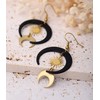 Hanary Gothic Black Boho Sun and Moon Earrings, Crescent Moon