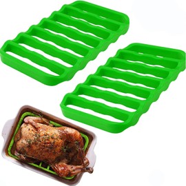 Fivebop 2 Pack Silicone Roasting Racks Non Stick Easy-Clean Cooling Rack for Cooking Baking Steaming (2pack-green)