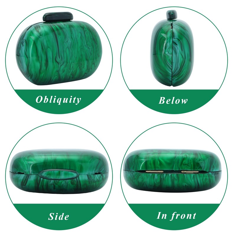 Fecialy Acrylic Clutch Purse for Women Marble Handbags Shell Shape