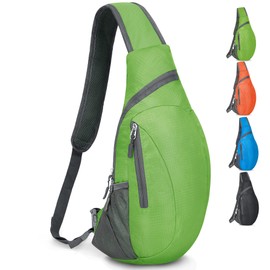 ZOMAKE Sling Backpack 10L - Small Crossbody Backpacks Waterproof Sling Bag for Women Men (Green)