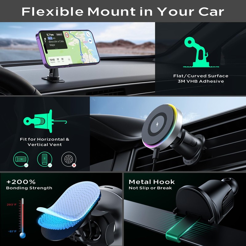 Hinyx Mag-Safe Handyhalterung Auto mit Ladefunktion, Autohalterung Ladegerät Magnet Auto