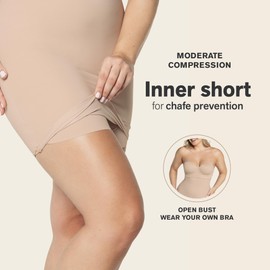 Leonisa Tummy Firm Control Under Dress Body Shaper for Women - Comfy Open Bust Shapewear Beige