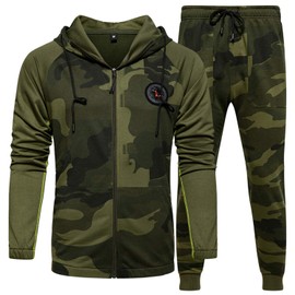 MANLUODANNI Men's Activewear Full Zip Warm Tracksuit Sports Set Casual Sweat Suit, Camouflage-XXL