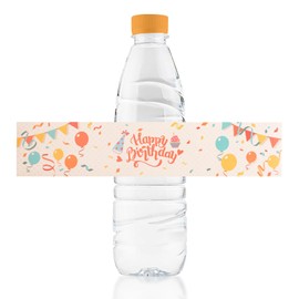URROMA Birthday Water Bottle Labels, 48 Pcs Happy Birthday Water Bottle Wraps Sticker Bottle Labels Stickers for Birthday Party Decor