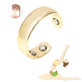 Calm Ring, Refined Magnc Stainless Steel Auvulis Migraine Ring Magtherapy Lymphatic Drainage Rings Lymph Nodes Acupuncture Therapy Anti Snoring Rings Migraine Relief Health Jewelry for Men and Women(Gold)