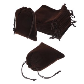 sourcing map 20 Pcs Velvet Drawstring Bag, 4 x 4.7 Inch Jewelry Velvet Pouches Gift Bags for Wedding Party Favor Candy Jewelry Packaging Organizing Storage, Brown