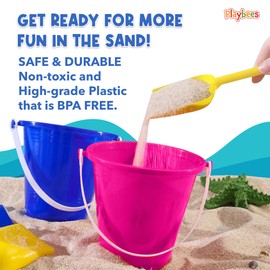 Beach Pail and Shovel Toy Set for Toddler 1-3 Includes 6.75 Inch Colorful Plastic Beach Buckets and Shovels for Sand Castle Building, Party Favors Decoration for Boys Girls Sandbox Toys (12 Pack)