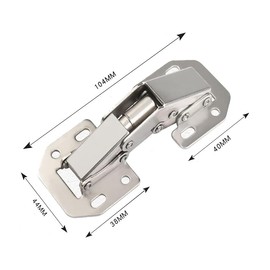 Bohaner Cabinet Hinge, Pack of 4 Hinges Screw-On Hinges 104 x 43 mm Hidden Kitchen Door Hinges 90 Degree with Screws, Soft Close Hinges for Kitchen Cabinet Doors (104 x 44 mm, 4 Pieces)