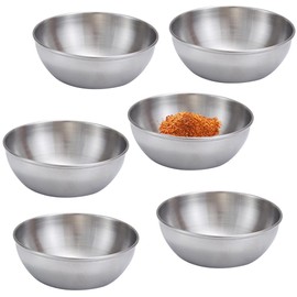 CaiYuanGJ Pack of 6 Mini Dip Bowls, Stainless Steel Sauce Bowls, Serving Bowls for Sauces, Stainless Steel Sauce Bowls, Round Sauce Bowls, Durable, for Appetizer, Snack, Ketchup, Spices, Fruit,