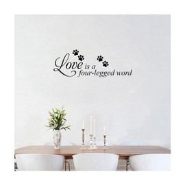 MYMKO Love is A Four Legged Word Size 7x21'' Pet Paw UV DTF Wall Car Mirror Decal, Peel and Stick Wall Art Decal for Living Room Bedroom Kitchen TV Wall, Pet Lover Wall Stickers Decor