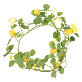IWOWHERO Fake Lemon Garland Artificial Green Leaves Decor for Spring Elegant Indoor Wall Door Decoration for Home Living Room Bedroom