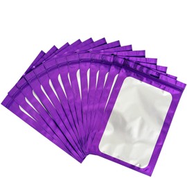 Pack of 100 Purple Baggys Mylar Bags Foil Zip Bags Small 6 x 10 cm, Holographic Bags Resealable Mylar Bags, Ziplock Bags, Odour-Proof Baggys Ziplock Bags, Poly Bags for