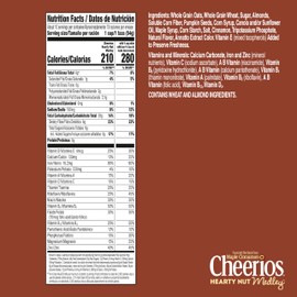 Cheerios Hearty Nut Medley Breakfast Cereal, Maple Cinnamon, Made with Whole Grain, Family Size, 20 oz