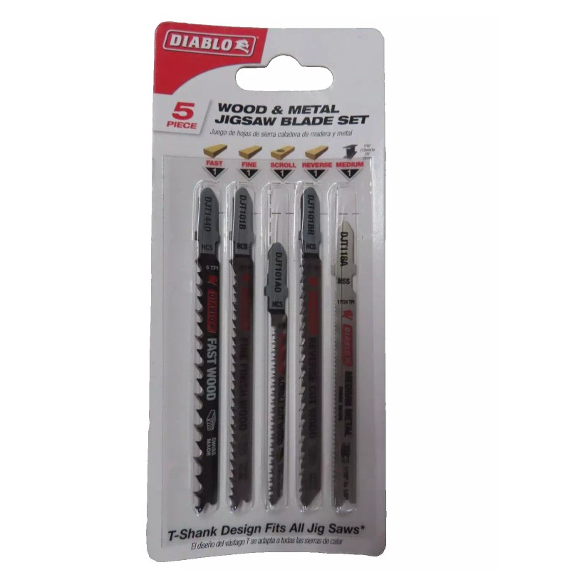 Diablo Wood & Metal Jig Saw Blade set T Shank