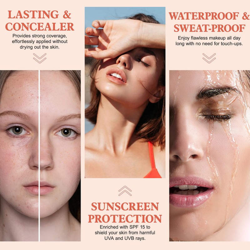 Color Changing Foundation, 2Pcs Base Makeup Foundation Color Changing with