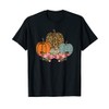 Vintage Pumpkin Fall Leopard Print Rustic Boho Style Autumn T-Shirt