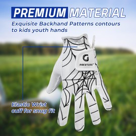 AIGEVTURE Golf Gloves Kids Junior Toddlers Left Hand Children's Premium Youth Golf Gloves Boys Girls Black and White Medium,Age5-6,2pieces