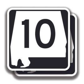 The Decal And Sticker Mafia ALABAMA ROUTE 10 STICKER Highway 2 Decals State Road Sign Bogo Bumper Window - 3"W x 3"H