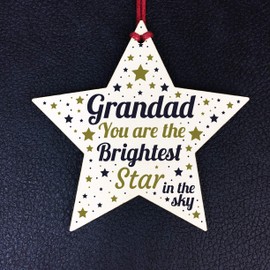 RED OCEAN Christmas Tree Bauble Grave Memorial Ornament For Grandad Wooden Star Keepsake Plaque