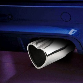 OtpOutopa Car Exhaust Tip 2.5 inch Inlet, Universal Car Exhaust Pipe Modification Tail Throat Tail Pipe Stainless Steel Muffler Tip, Adjustable Heart Shaped Car Thickened Pipe (Curved,Silver)