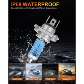 Fits for Nissan Versa 2007-2017 9003/H4 High/Low Beam+H8/H11 Fog Lights Combo, High Performance Halogen Headlight Bulbs, 300% Brightness Plug-n-Play Light Bulbs, IP68 Waterproof, 5500K White Light, 4P