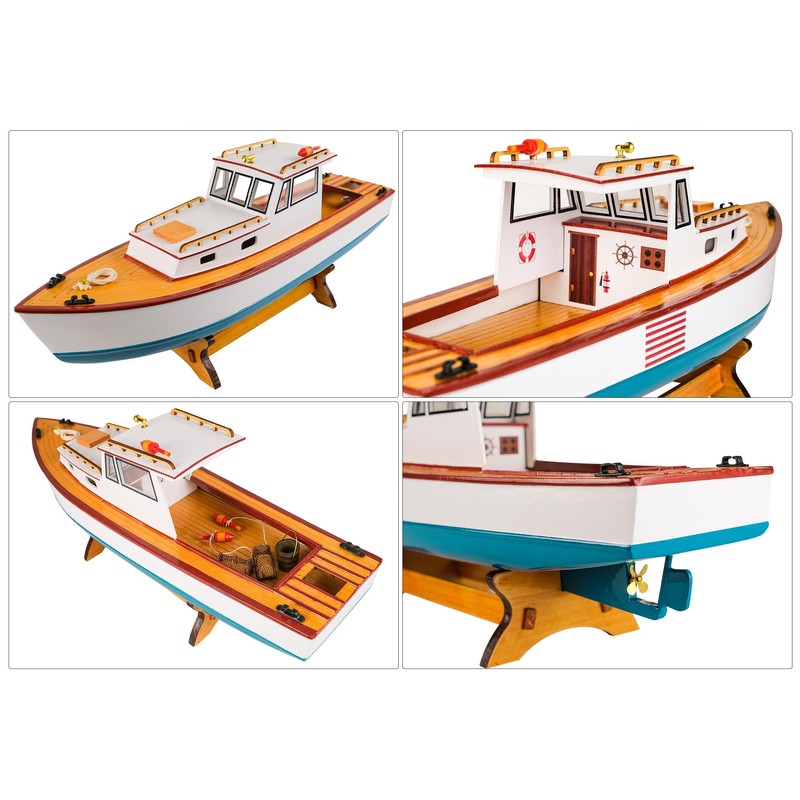 SAILINGSTORY Wooden Classic Lobster Boat Model Boat Decor Ship Model
