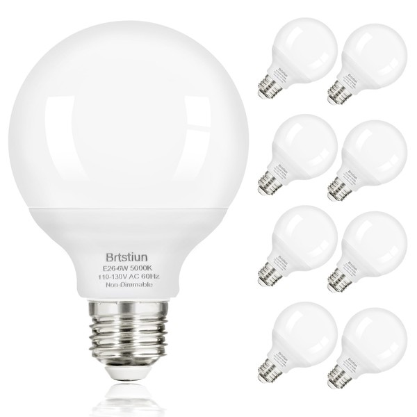 Brtstiun G25 LED Light Bulbs, Round Vanity Light Bulbs for