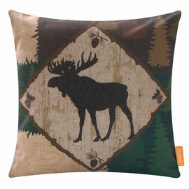 LINKWELL Cabin Decor Animal Bear Pillow Cover 18 x 18 Inches Pinecone Aztec Style Decorative Cushion Case Home Living Room Bed Sofa Car Cotton Linen Square CC1791