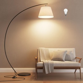 luckystyle Arc Floor Lamps for Living Room,1200LM Super Bright 69 Inch Extra Tall Floor Lamp with 12W E26 LED Bulb,Adjustable Hanging Lamp for Bedroom with Foot Switch Black