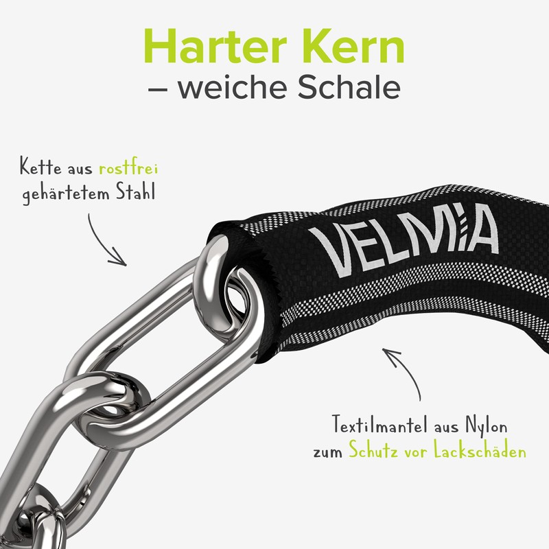 VELMIA Bicycle lock with programmable combination lock and reflector strips