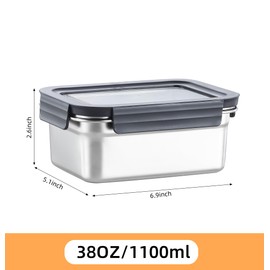 Misichao Stainless Steel Airtight Food Storage Containers with Lids - Stackable Meal Prep Food Containers for Kitchen & Pantry, Leakproof, Reusable Metal Bento Lunch Box (450ml+1100ml+2500ml)