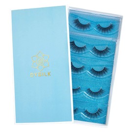 DYSILK 5 Pairs 6D Faux Mink Eyelashes Soft Reusable 006-15.2mm Soft Fluffy Natural Look False Eyelashes Long Lashes Pack with Mink Lashes