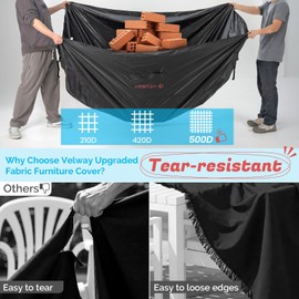 Velway Patio Furniture Cover Waterproof - Heavy-Duty 500D Upgraded Tear-resistant Outdoor Table Chair Set Cover with Windproof Buckles&Large Air Vent Anti-UV Rectangle Furniture Covers 67"x37"x28"