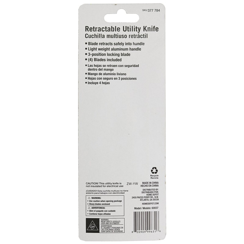 HDX 60037 Single 3-Position Retractable Utility Knife (Single Knife, 4