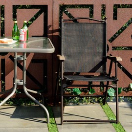 Giantex Set of 4 Folding Sling Back Chairs Indoor Outdoor Camping Chairs Garden Patio Pool Beach Yard Lounge Chairs w/Armrest (Black)