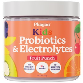 Phagan Kids Probiotic and Electrolytes Powder - Electrolyte Powder for Hydration, Digestive and Immune Support - Probiotics with Essential Minerals - Electrolytes Powder No Sugar for Active Kids