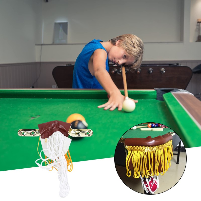 FTVOGUE Children's Billiard Net Ball Bag, Faux Leather Billiard Pocket