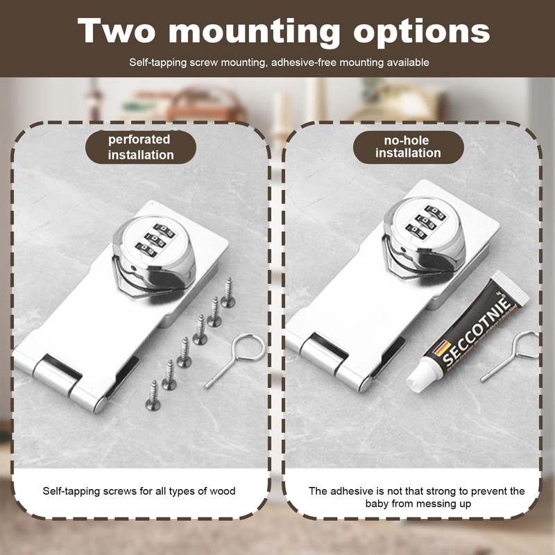 Cabinet Lock, Hasp with Numeric Password 3.5 Inches, Lock for