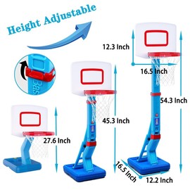 Toddler Basketball Hoop Height Adjustable Kids Basketball Hoop for Indoor Outdoor Play Portable Basketball Goal Poolside for Swimming Pool Basketball Toy for Kids Boys Girls