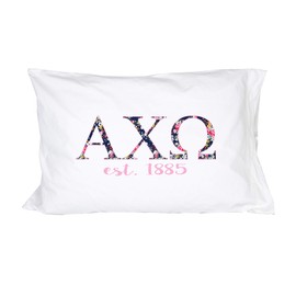 Desert Cactus Alpha Chi Omega Pillowcase Greek Letters Sorority Floral with Founding Year 220 Thread Count 100% Cotton AXO