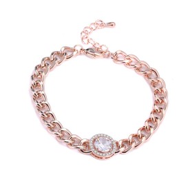 Ouran Charming Crystal Link Bracelet for Women, Rose Gold and Silver Plated Copper Chain Wrist Bracelet With Cubic Zirconia Best Gift for Friends